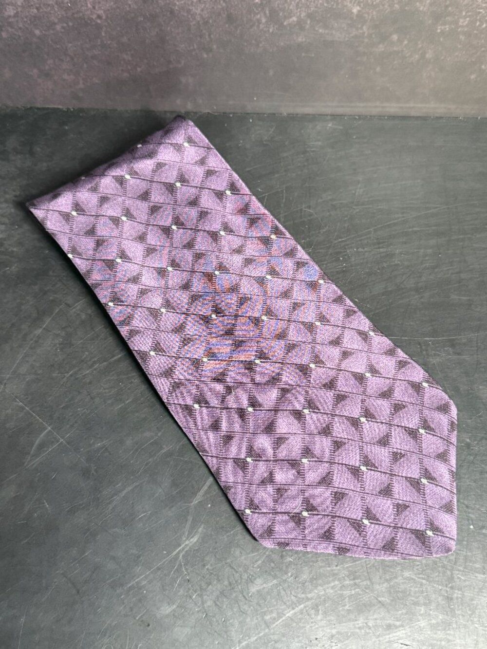 Bill Blass Purple Geometric Silk Tie Made in Mexico